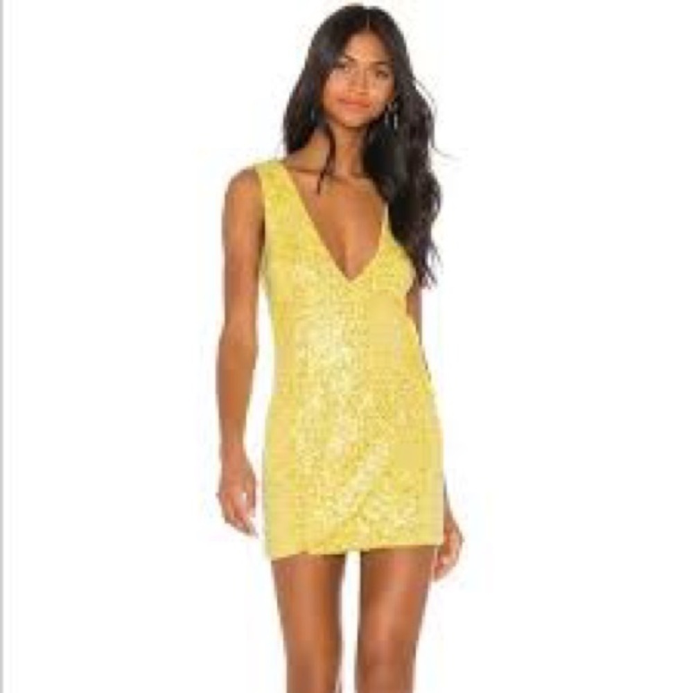 🔥H:ours,Vibrant Yelllow, Sequined Wrap Dress, Excellent Condition, Size O/Small